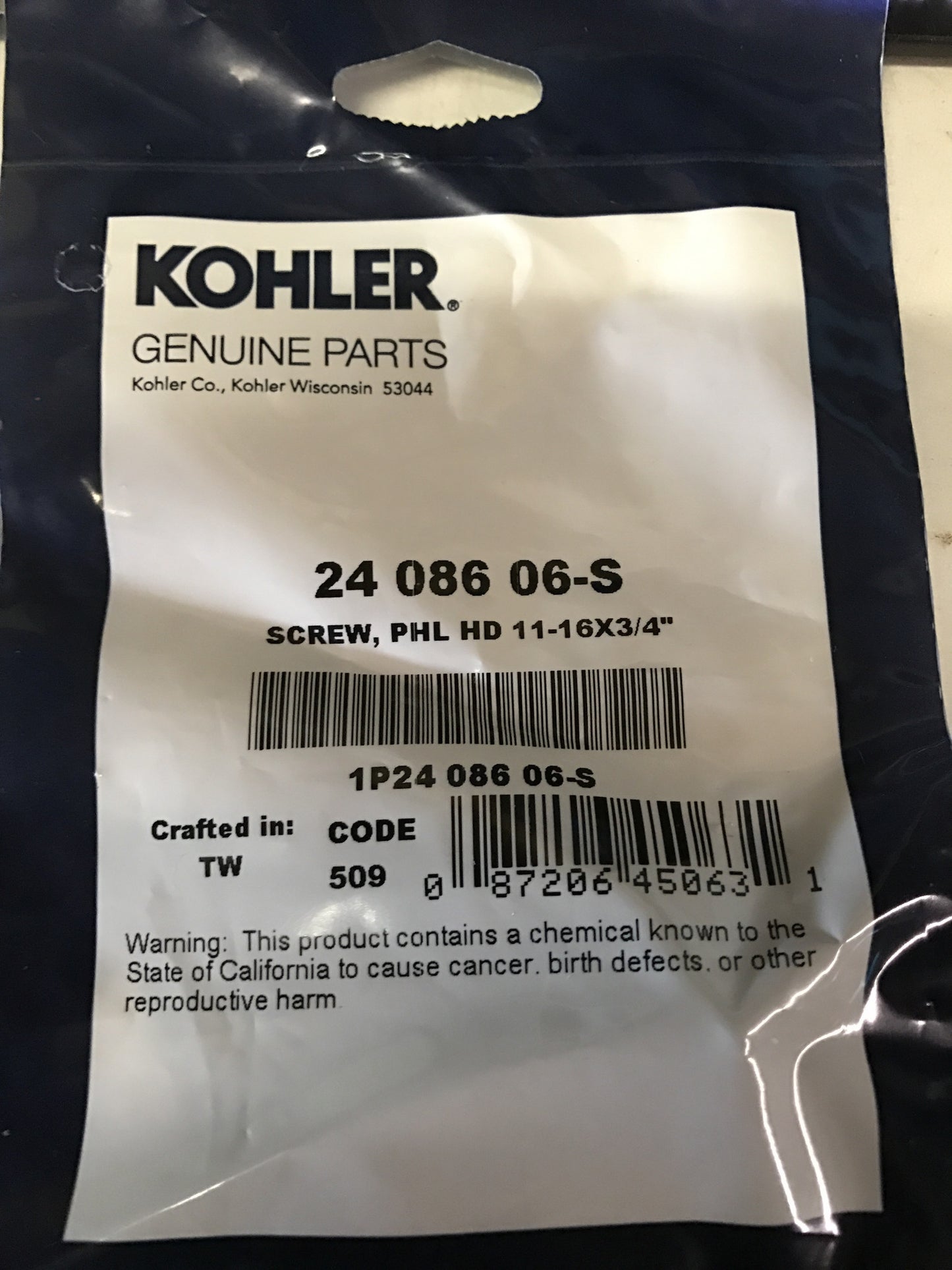 24 086 06-S SCREW: PHL HD 11-16X3/4