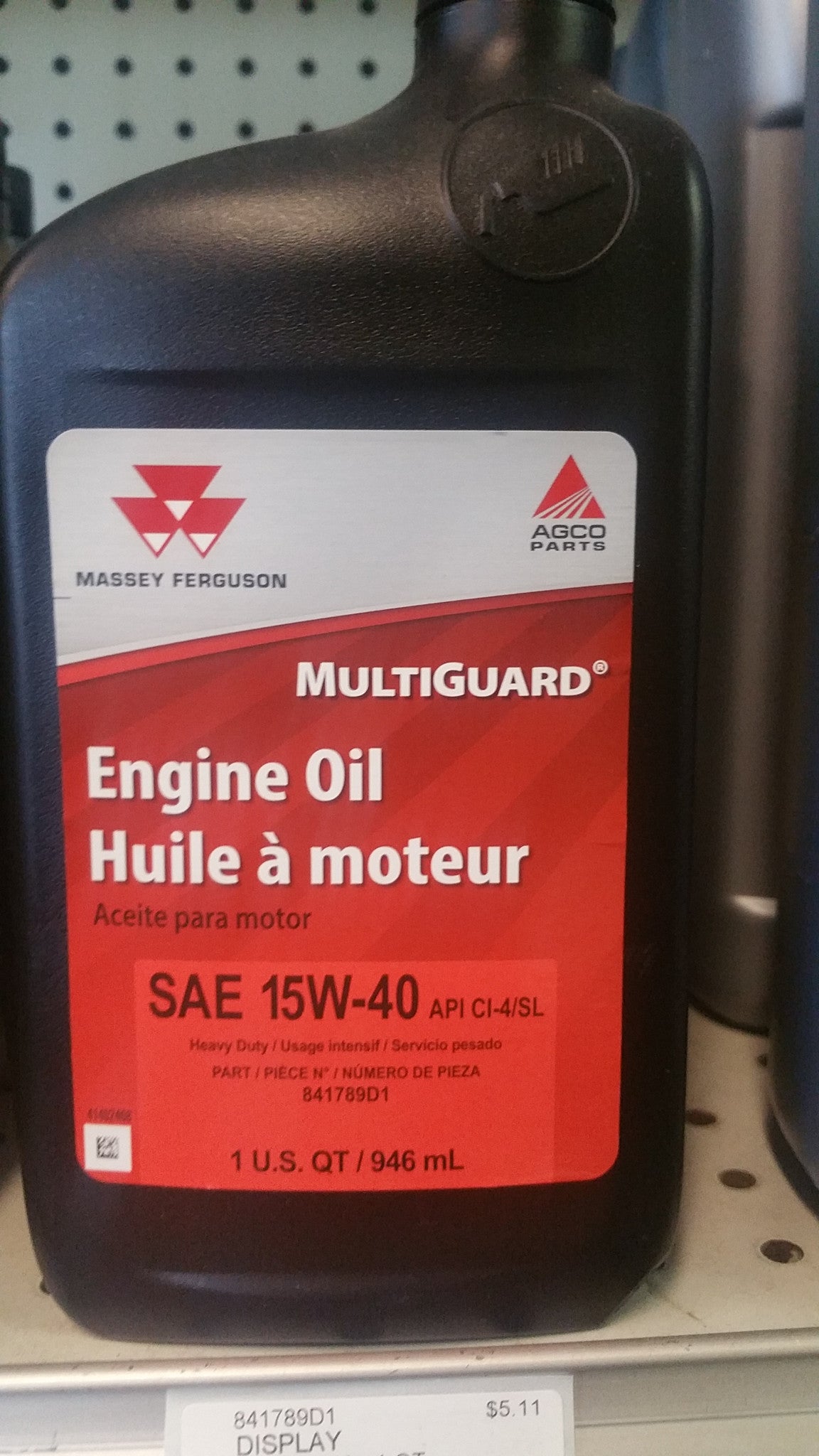 841789D1   OIL/15W40 - 1 QT  NEW NUMBER   ORDER   79037118