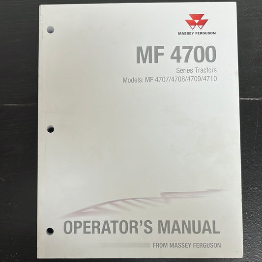 Massey Ferguson Operator Manual 4707 / 4708 / 4709 / 4710