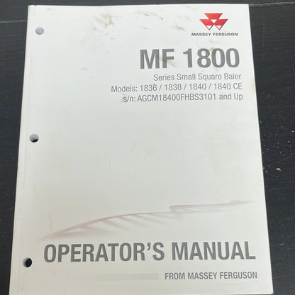 Massey Ferguson 1836 / 1838 / 1840 Operator Manual